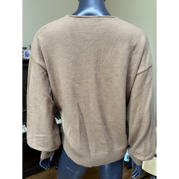 Ellen Tracy V-Neck Cable Knit Sweater Camel Tan NWT MSRP $89.00 Medium Plush - Picture 12 of 12